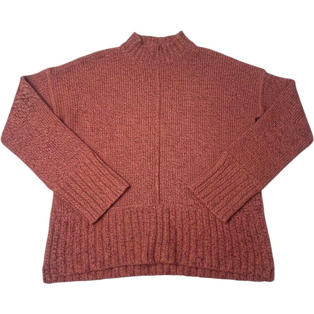 Smartwool Womens Merino Wool Blend Mock Neck Sweater Rust Orange Marl Medium